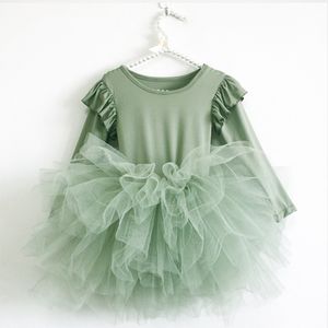 Girl's Dresses Baby Girl Princess Tulle Dress Fluffy Long Sleeve Infant Toddler Puffy Dress Tutu Black Green Party Pageant Dance Clothes 1-10Y 230508