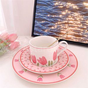 Ferramentas de chá de café Ins estilo Tulip Pink Coffee Cup