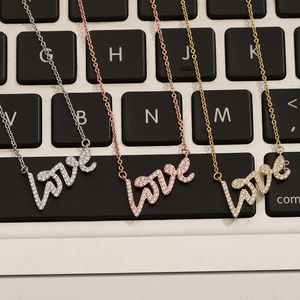 sliver rose gold love letters chain necklaces for kids girls women mom daughter lovers set designer jewelry diamond unisex Party Wedding gifts Birthday Engagement