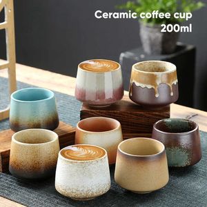 Narzędzia do herbaty kawy Dodaj listę życzeń 1PCS retro w stylu japoński gruba ceramiczna filiżanka do kawy Ceramiczne filiżanki wody późna herbata kubek herbaty śniadanie kubek mleczny p230508