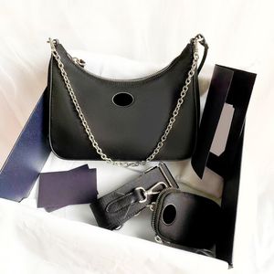 Venda 3 peças homem homem feminino luxuris designers bolsas bolsas de alta qualidade bolsa hobo nylon cadeia bolsa lady saco crossbody ombro ladactes saco de embreagem de moda
