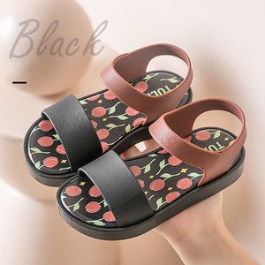 Sandals Summer Flowers Printed Girls Beach Shoes Loop Soft Bottom Baby Children Sandals Non-Slip Casual Kids Flat Sandals