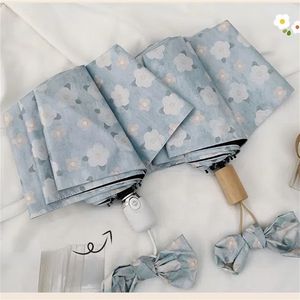 우산 ins 스타일 유화 자주색 꽃 태양 우산 자동 우산 검은 접착제 태양 보호 자산 우산 스마트 우산 230508