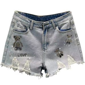 Moda damska plaża Trouse proste kobiety Summer Slim Denim Krótki pasek szerokie spodnie dżinsowe szorty Fiess