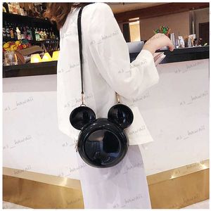 Akşam çantaları karikatür mickey çanta moda çanta metal bağlantı sevimli kulak yuvarlak çanta omuz messenger çantaları bolsa feminina t230508