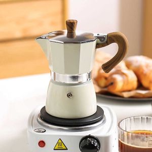 Coffee Pots Moka pot wooden house handle Italian style concentrated coffee pot extraction pot mocha hand-brewed coffee maker 150/300ml P230508