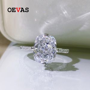 Anel solitário Oevas 100% 925 prata esterlina 8 * 10mm alto carbono diamon gelo flor corte anéis para mulheres casamento espumante jóias finas atacado 230508