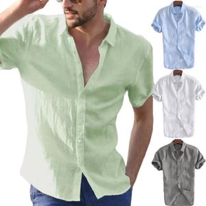Camisas de vestido masculinas Camisa de manga curta verão legal LODA Casual Turn Down Button Tops Solid Solid Fashion