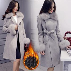 Mulheres de lã feminina 2023 Autumn Winter Vintage Collar Casacats engross jaquetas Mulheres temperamento