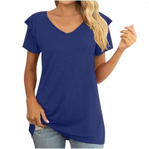 Camisas femininas Blouses de manga curta feminina V Camisa de pescoço Camisa Casual Casual Tops