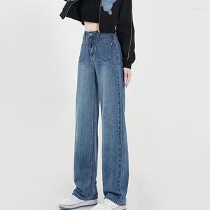 Damen Jeans Kleidung Denim Damen Hosen Gerades Bein Blau Baggy Vintage Y2k Streetwear Hohe Taille Frau Weiblich
