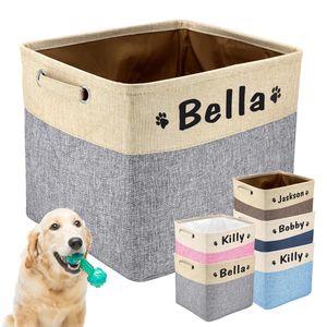 Apparel Custom Pet Toy Storage Basket Dog Foldbar Canvas Box Bins Gratis tryckta hundar Namn Personliga ID -förvaringskorgar för leksaker