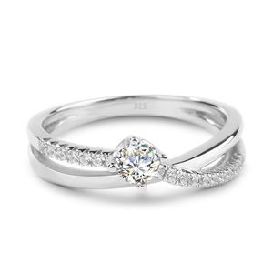 Pierścień Solitaire ce certyfikat 4 mm Pierścień Solidny srebrny 925 Wedding Trend Trend Delicate Lab Diamond Jewelry dla kobiet wysokiej jakości JM 230508