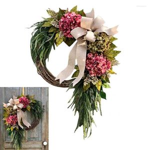 Decorative Flowers Spring Wreath 15.75inch Artificial Flower Wreaths Home Holiday Decor For Front Porch Indoor Outdoor Wall Window Room