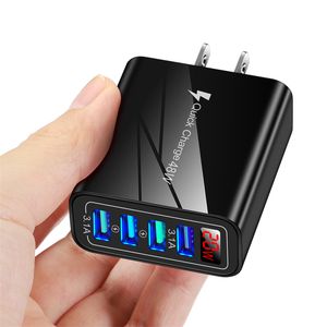 QC 3.0 USB Şarj Cihazı İPhone 13 Pro 12 Xiaomi Mi Samsung Huawei LED Dijital Ekran Hızlı Şarj Duvar Telefon Şarj Cihazları