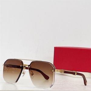 Piloten-Sonnenbrille im neuen Modedesign 0369S, randlos geschnittene Linse, Halbmetallrahmen, einfacher und beliebter Stil, vielseitige UV400-Schutzbrille für den Außenbereich