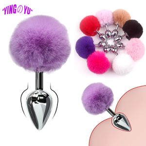 Giocattoli anali Bunny Tail Pelliccia Butt Plug anale Giocattolo Acciaio inossidabile Smooth Touch Metal Butt Plug Giocattoli del sesso per donna Uomo Prodotti del sesso per adulti gay 230508