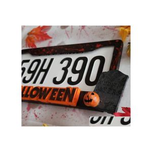 Annan bilelektronik Halloween Personlig Michael Myers registreringsskylt ram Ram Metall Vattentät rostfritt stål Pumpkinbil Hänger Dh216