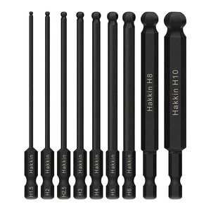 Screwdrivers 9Pcs 100mm Ball End Screwdriver Bits Hex Head Allen Wrench Drill Bit 1/4 Inch Hex Shank Magnetic Tip Hex Key Socket Driver Bits 230508