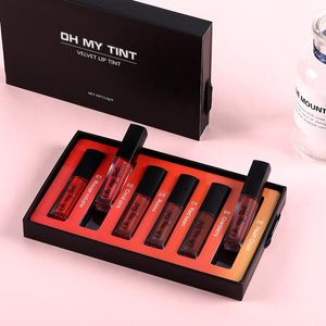 Lipgloss 6-Farben-Samt-Matt-Feuchtigkeitscreme Nahrhaft Langanhaltend High-End-Geschenkbox-Set Glasur-Sets Lippenstift Kosmetik Lippen Make-up