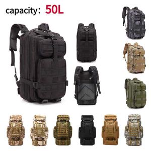 Backpacking Packs 50l nylonvattentät vandring fiske jaktpåse ryggsäck utomhus militära ryggsäckar taktisk sport camping vandring jaktväskor p230508