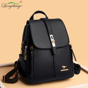 Torby wieczorowe Kobiety Plecak duże pojemności Wysokiej jakości skórzane kobiety w stylu vintage torby szkolne Travel Bugack Ladies Bookbag Rucksack 230506