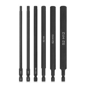 Schroevendraaier 6st 150mm Hex Head Allen Wrench Borrbitar 1/4 tum Hex Shank Screwnriver Socket Bit Magnetic Allen Screwdriver Set