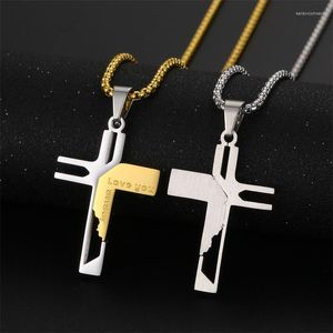 Pendant Necklaces Christmas Gift Mens Jewelry Love You Jesus Cross Pendants High Quality Women 316L Stainless Steel Necklace