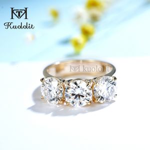 Кольцо солятерина Kuololit 6ct AU750 18K 14K Белое золото Кольцо для женщин Round D VVS Solitaire Ring для обручальных тенденций 230506