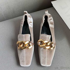 Dress Shoes Rubber Loafers Ladies Shoes For Women Office Lady Female Casual Outside Shallow Metal Chain Autumn 2022 New Low Heels Oxfords