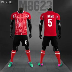 Utomhus T-shirts 21 Soccer Jerseys Men Custom Children Football Jersey Printed Shorts Soccer Training Dress Shirts Sports T-Shirt Suits 230508