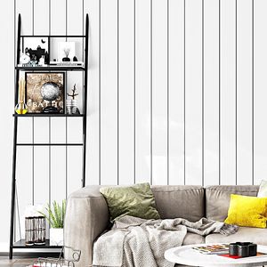 Papéis de parede Venda Papel de parede de madeira de imitação branca nórdica para sala de estar decoração de casa TV Fundas de moda listras de parede