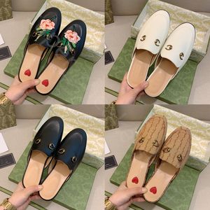 Women Loafers Leather Sandals Designer Slippers Casual Shoes Slipper Mules Sandal Metal Chain Lace Velvet Slides With box 35-41