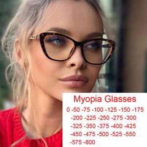LEITURA COISOS Feminino Myopia Myopia Vintage Design Clear Cat Eye Blue Blocking Women Womenyeeglasses Grau 0 a -6.0 230508
