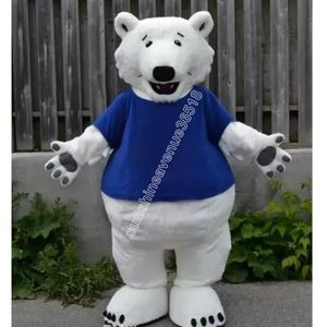 Heiße Verkäufe blau T-Shirt Eisbär Maskottchen Kostüm Top Cartoon Anime Thema Charakter Karneval Unisex Erwachsene Größe Weihnachten Geburtstagsfeier Outdoor Outfit Anzug