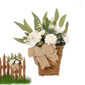 Flores decorativas Creme Puxa de portas de portas de portas de grinaldas cortantes de flores Sinal de boas -vindas de primavera para varanda externa interna