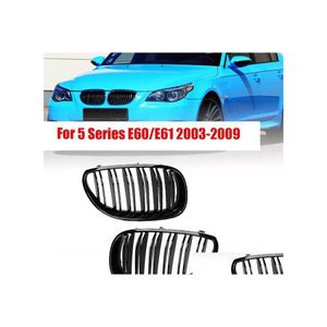 Styrelser överföringar bilfront njurgriller racing grill för e60 e61 5 serie m5 520i 535i 550i 20042010 Dual Line dubbel SLA DHMT5