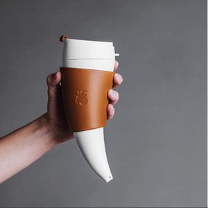 Tumblers High quality creative 230ml Cup Goat Horn Coffee Mug Stainless Steel Liner Vacuum Insulation Cup 230506