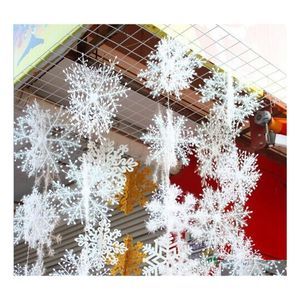 Interior Decorations 6Pcs Christmas Snowflake Ornaments Decoration For Home White Plastic Tree Pendant Natal Drop Delivery Mobiles M Dhtfo