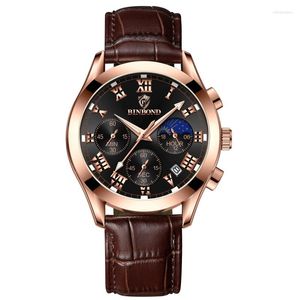 Wristwatches Binbond Watch Multi-Function Sports Three Eyes And Six Needles Chronograph Waterproof Luminous Men's