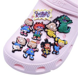 Takı Toptan Rugrats Karikatür Karakter Charms Croc PVC Yumuşak Kauçuk Ayakkabı Aksesuarları Noel Hediye Sandalet Damla Teslimat Otspb