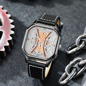 Square kwarc zegarek skórzany pasek arabski w stylu sportowy zegarek randki 41 mm aaa