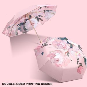 Guarda-chuvas Fashion Flor Guarda de Vento Anti-UV Proteção 3/5Folding Umbrella Travel Rain Rain Women Umbrella Pocket Deck Double Deck 230508