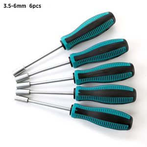 Screwdrivers 6 PCS 3.5-6mm Socket Screwdriver Hex Key Spanner Steel Socket Wrench Nut Driver Hex Wrench Repair Tool Hexagonal Screwdrivers 230508