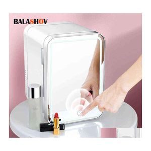 Autokühlschrank 4L Tragbarer Kühler Mini Zer 12V / 220V Led Spiegel Makeup Beauty Builtin Warme Für Home Fridge Drop Delivery Mobiles M Dhc34