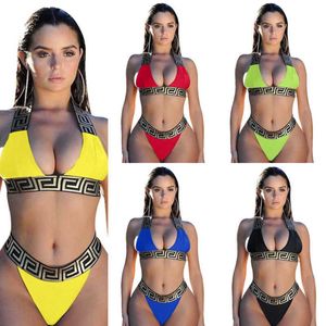 Roupas femininas Sexy Biquíni sets Bandagem Top Top Top Swimwear Tanking Bathing Bathing Cutwear roupas de praia Solid Print Suit