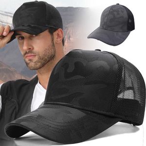 Snapbacks herrbaseballmössa caps kamouflage för män mesh kamouflage camo cap utomhus cool armé militär jaktjakt sporta cap för man g230508