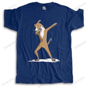 Herr t-shirts roliga greyhound dabbing t shirt män kort ärm crewneck bomull t-shirt fritid hund dab dans flytta tee tops löst fit kläder 230508