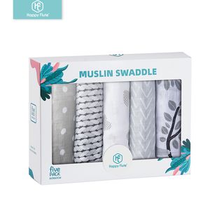 Filtar Swaddling HappyFlute 5st/Set 60*60 cm Multi-Use Feeding Burp Tyghandduk Bambu Bomull Muslin Filt Baby Burp Tyg Set 230508