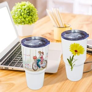 30oz Tumblers Bulk Blank Travel Tumblers for Sublimation Double Wall Vacuum Insulated Cups Lids Stainless Steel Coffee Mugs for Vehicle Cup Holders